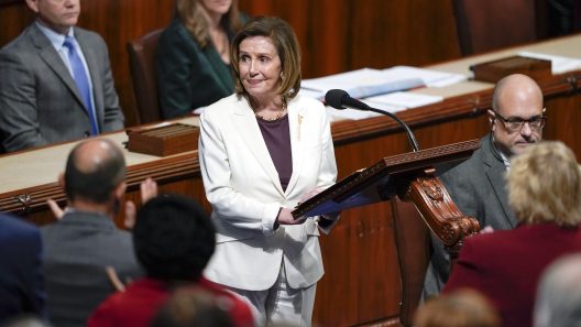 House Speaker Nancy Pelosi of Calif., acknowledges applauds from lawmakers after speaking on the House floor at the Capitol in Washington Thursday, Nov. 17, 2022. (AP Photo/Carolyn Kaster)